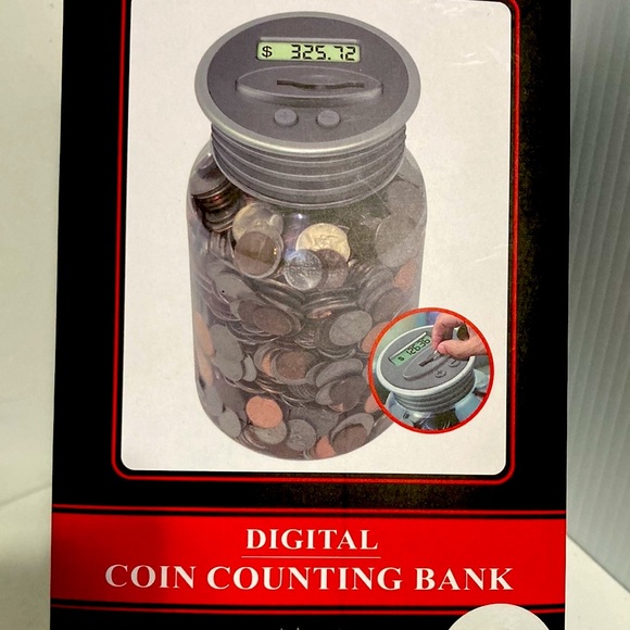 Digital Coin Counting Bank LCD Display Mason Jar Design - Picture 1 of 9